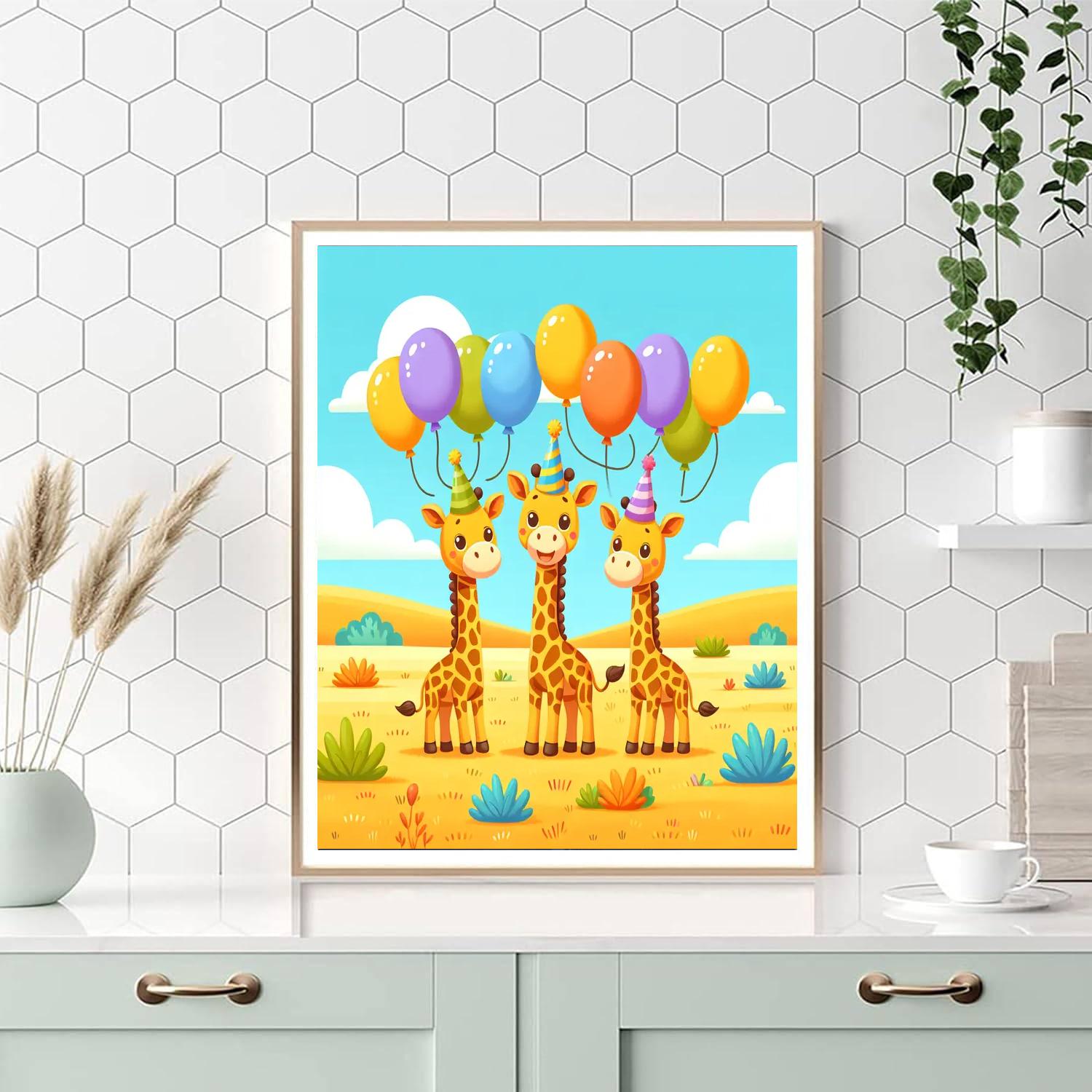 Giraffe Party Paint By Numbers Art
