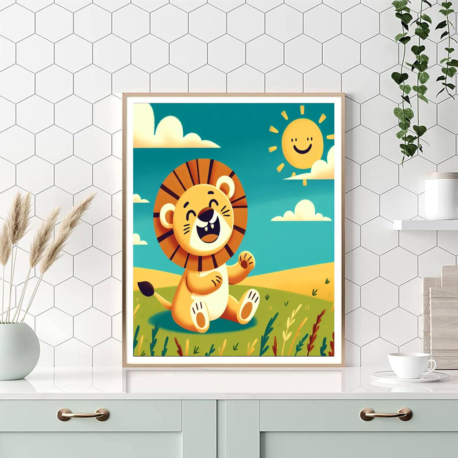 Cheerful Lion Cub DIY Paint By Numbers