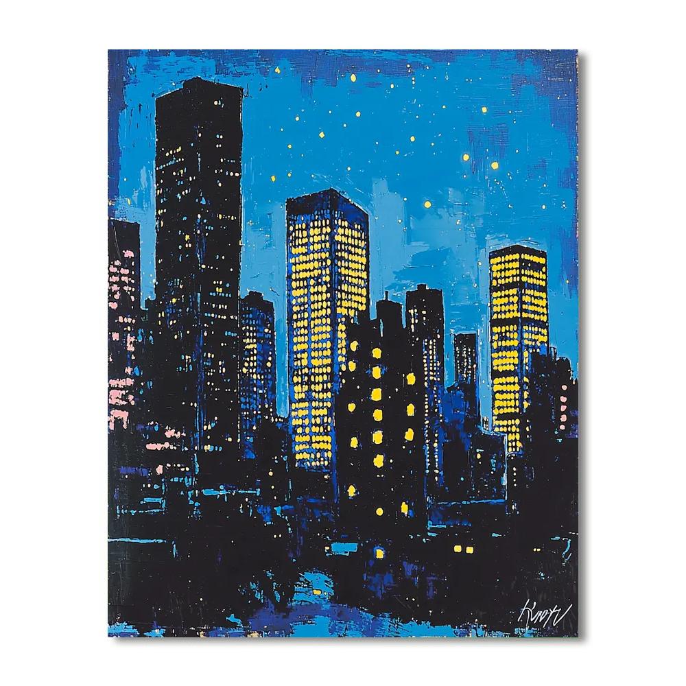Roy Lichtenstein Inspired Futuristic Urban Illumination  Paint By Number