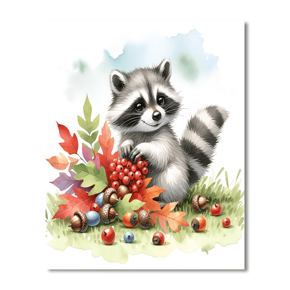 Cheerful Raccoon - DIY Painting By Numbers Kit