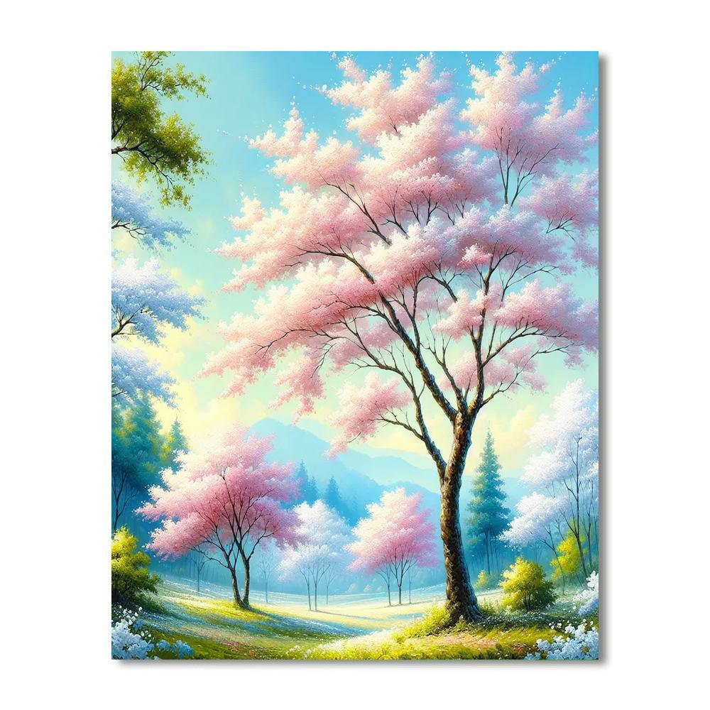 Serenity Of The Cherry Blossoms Painting Number Kit