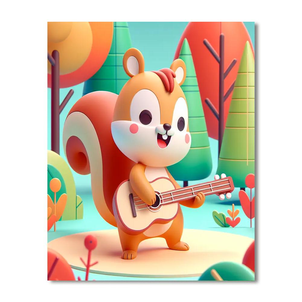 Sweet Squirrel Serenade Painting Number Kit