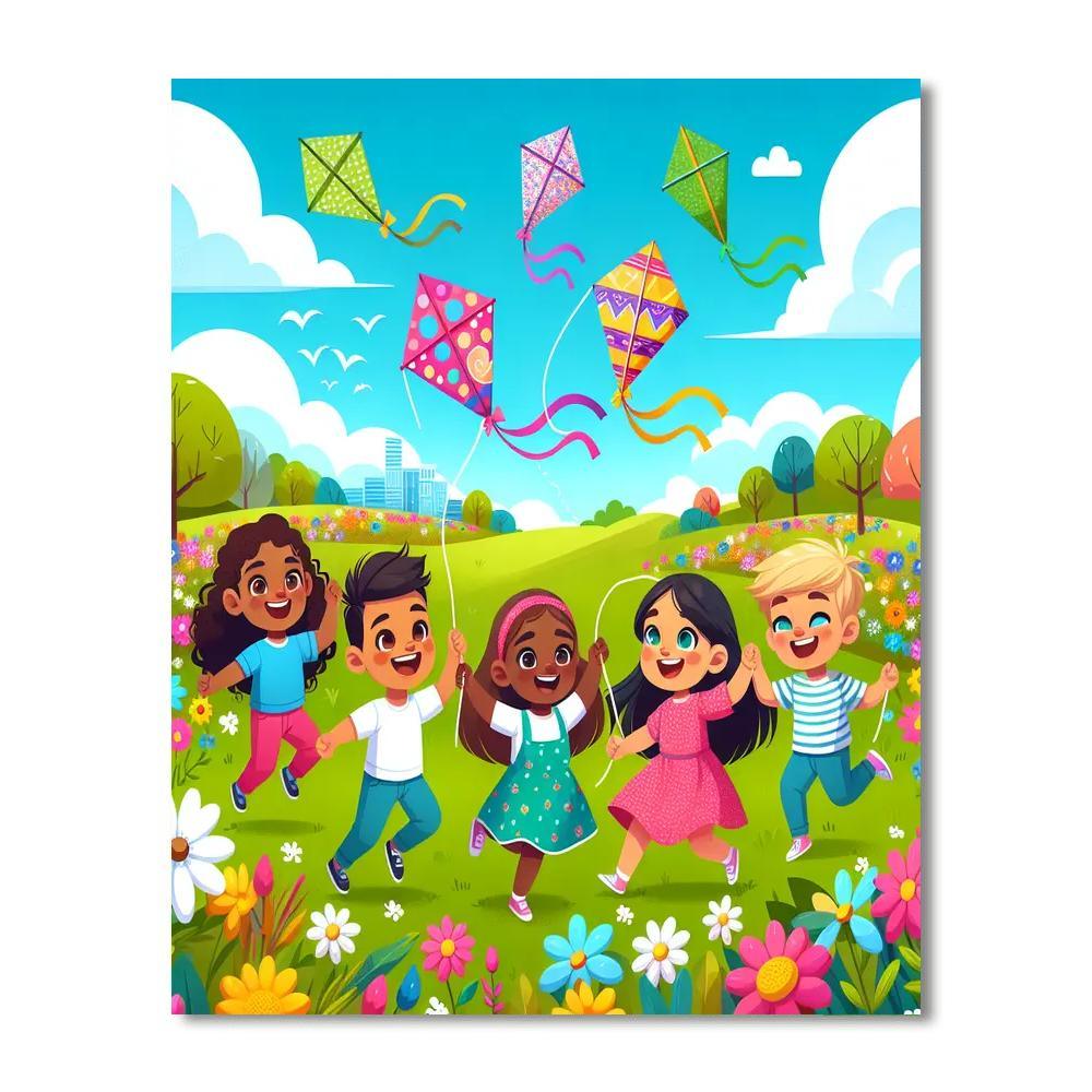Bouncy Adventure With Kites Painting By Numbers Kit