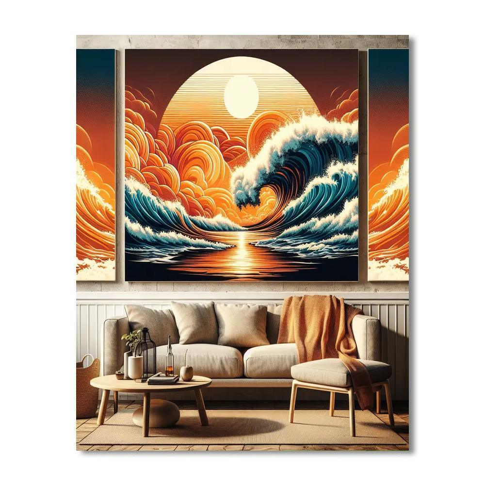 Dynamic Sunset Waves Painting By Numbers Kit