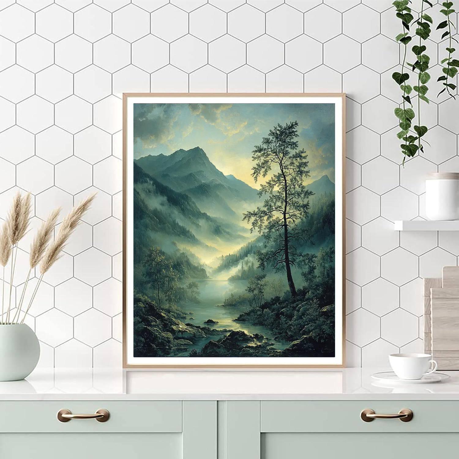 Caspar David Friedrich Inspired Meditative Mountains  Painting By Numbers Kit