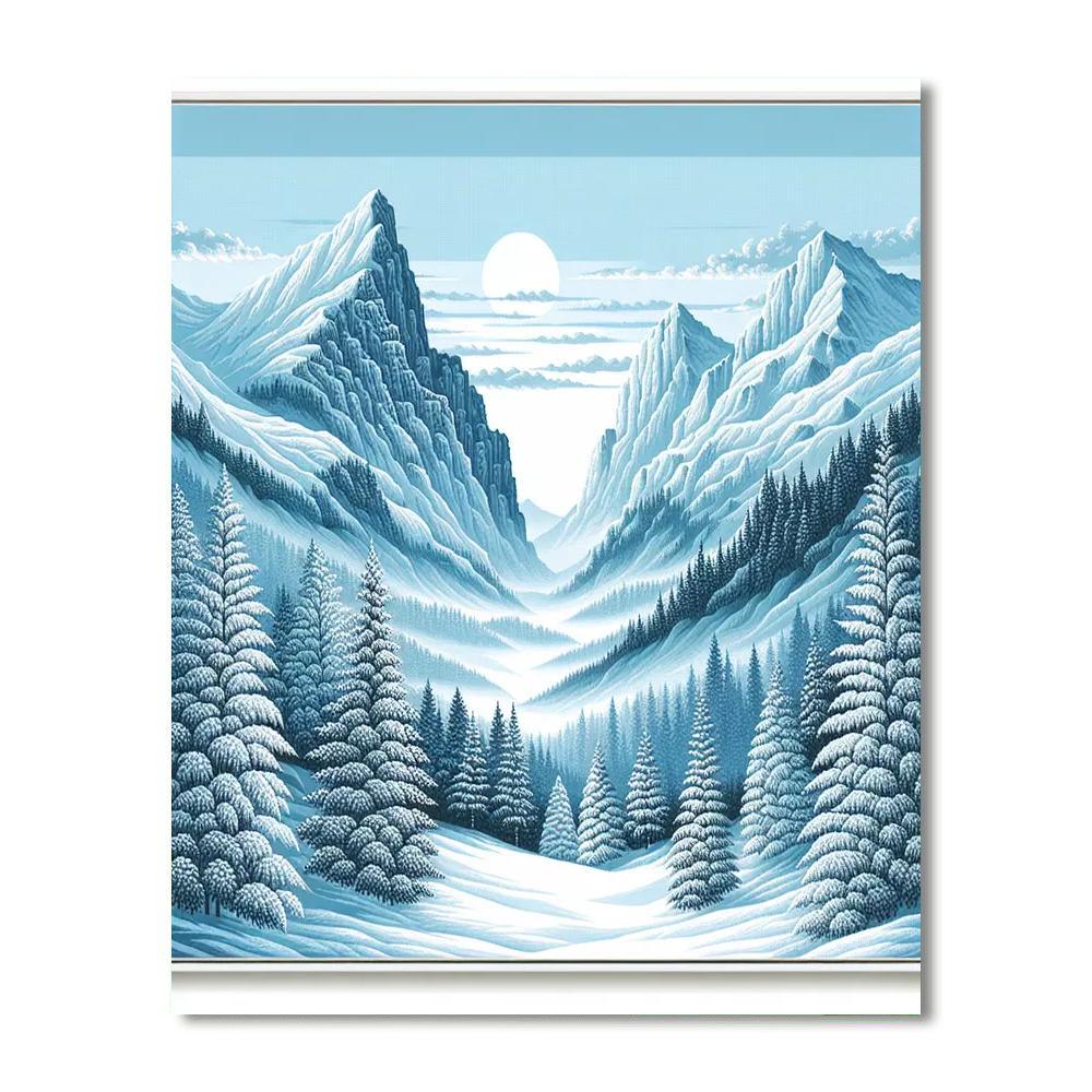 Majestic Winter Mountains Painting Number Kit