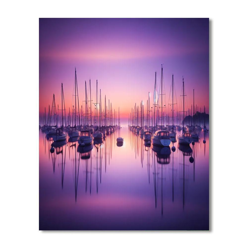Dusk Over Tranquil Harbor Painting By Numbers Kit