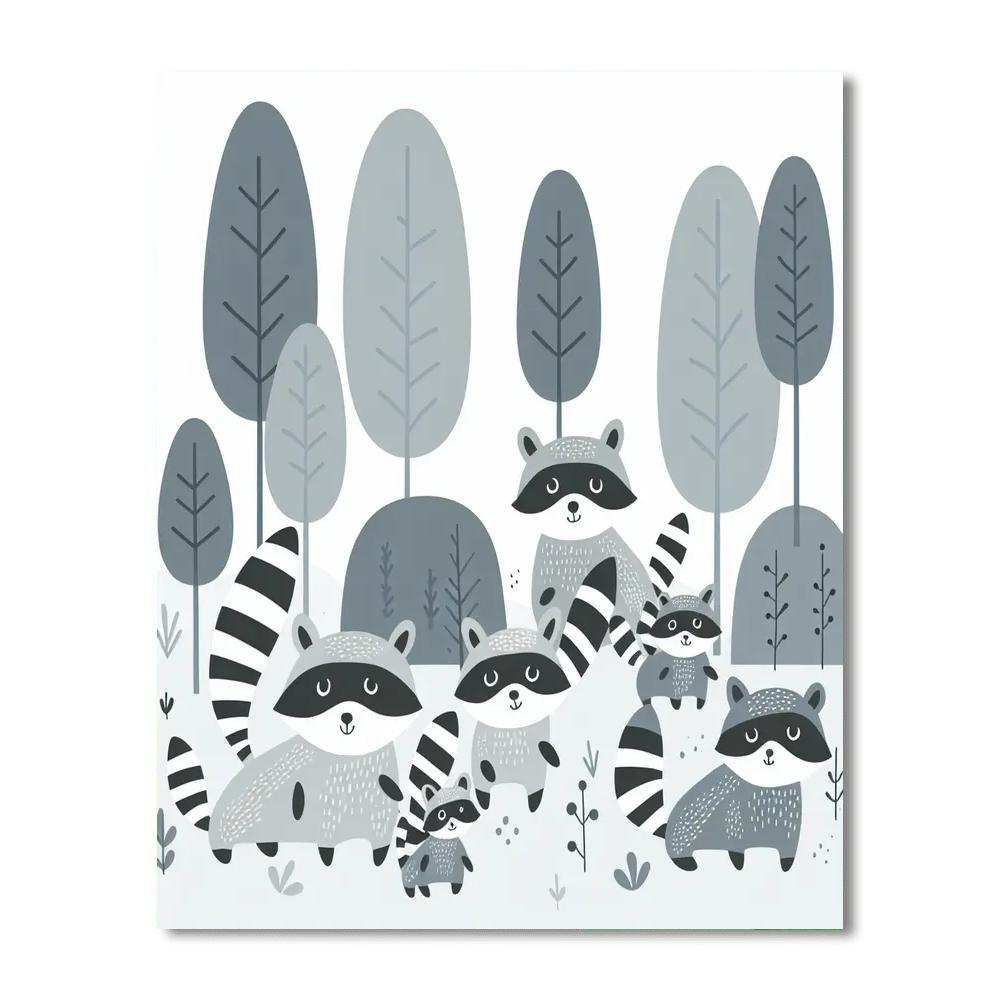 Playful Forest Raccoon Numbered Painting Kits