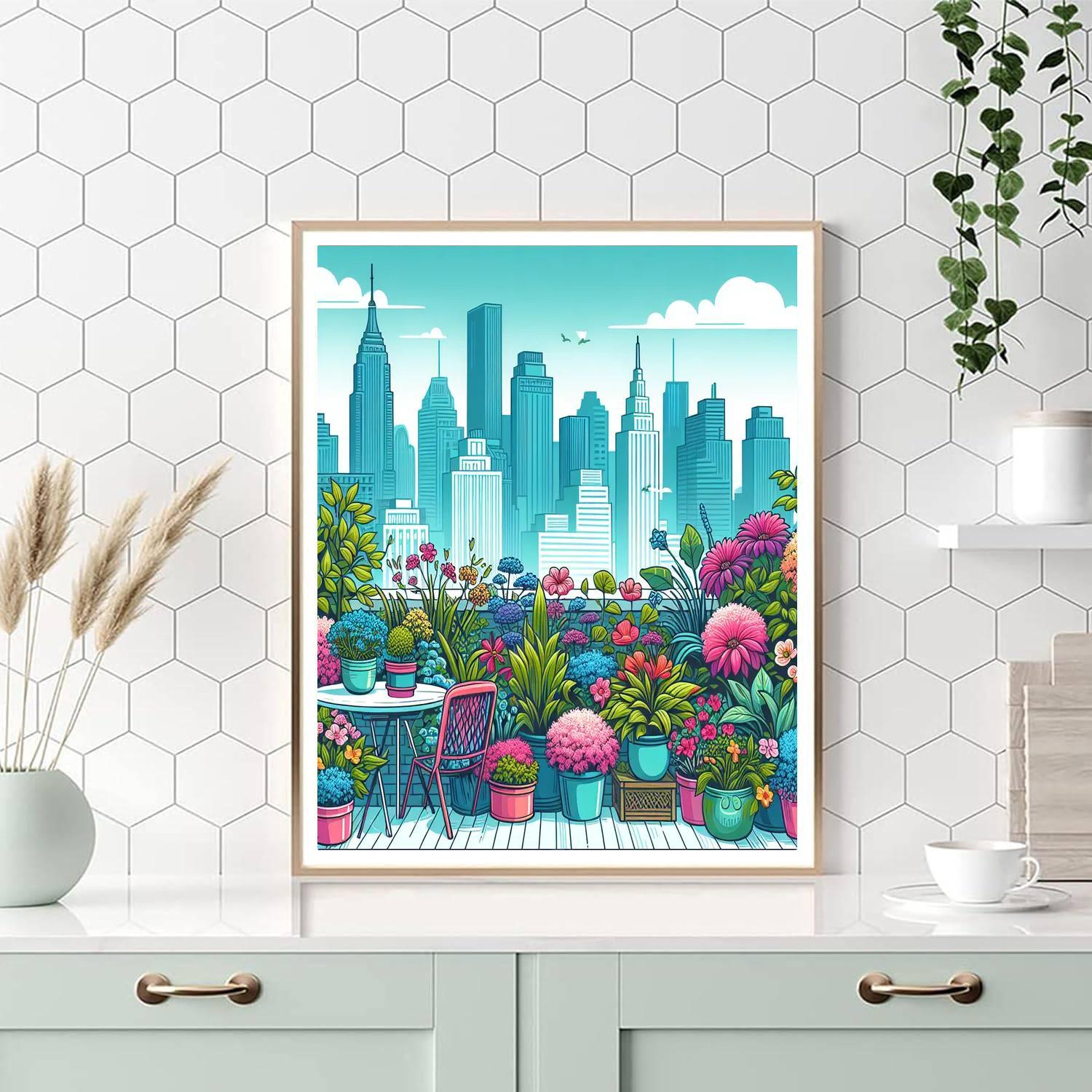 Charming Rooftop Garden Paint By Numbers Art