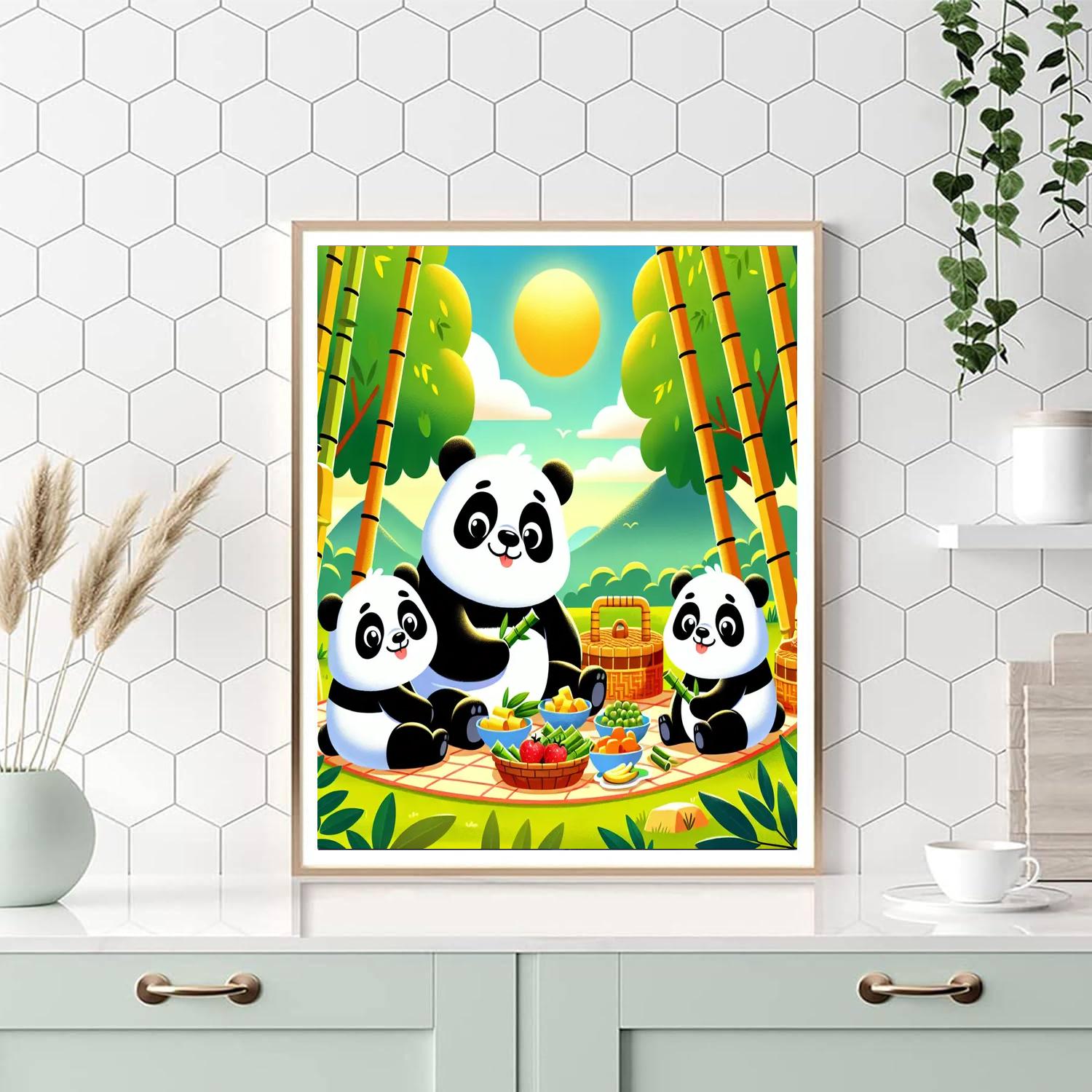 Giant Panda Picnic Paint By Numbers