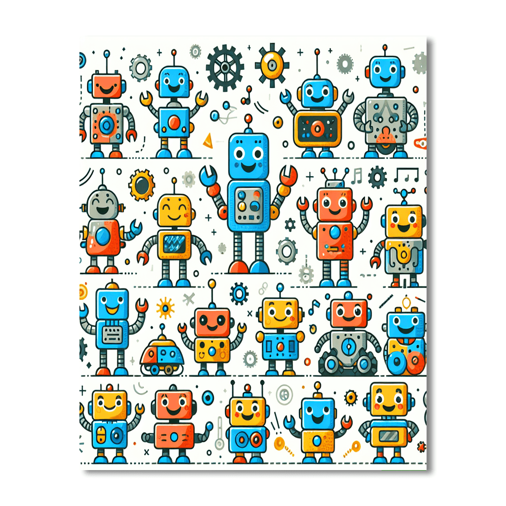 Fun With Robots Paint By Numbers Art