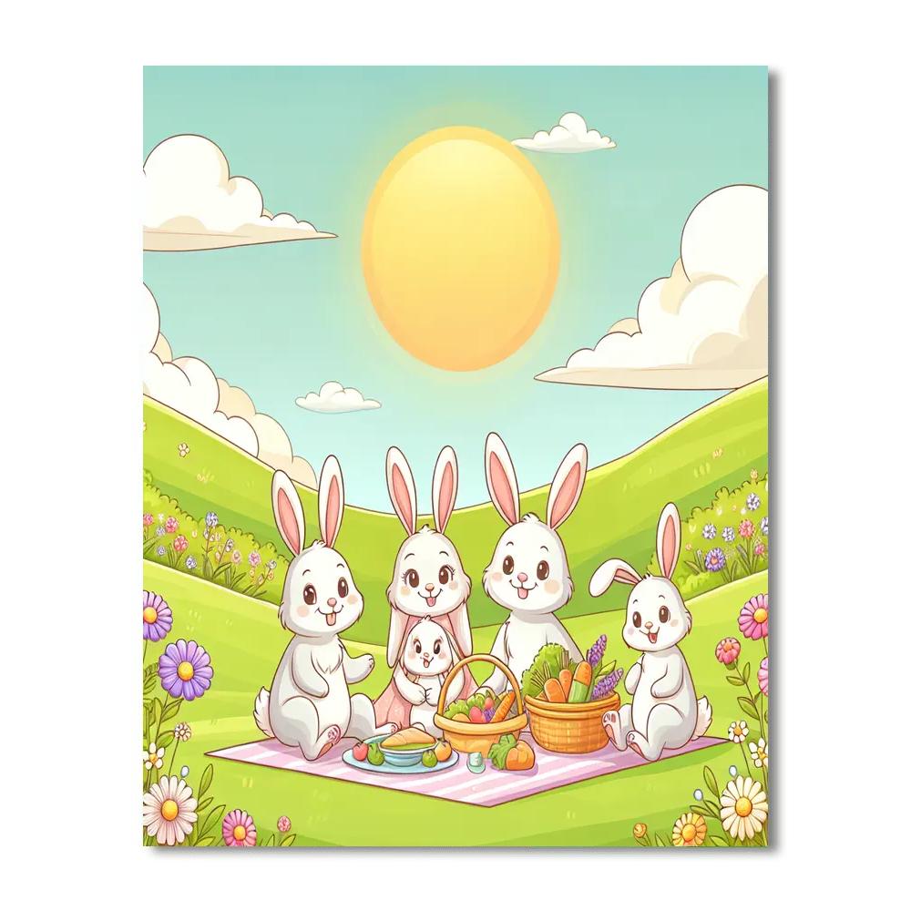 Playful Bunny Family Paint By Numbers Art