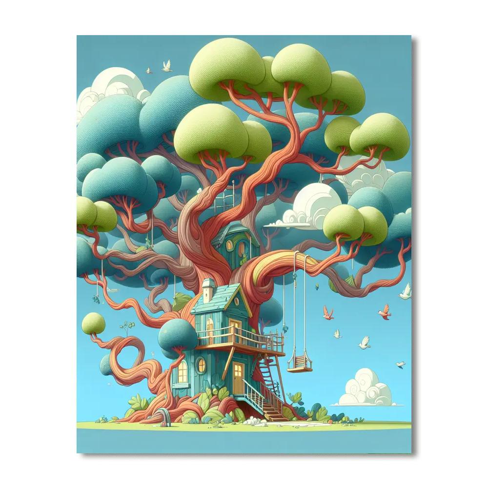 Fantasy Treehouse Painting Number Kit