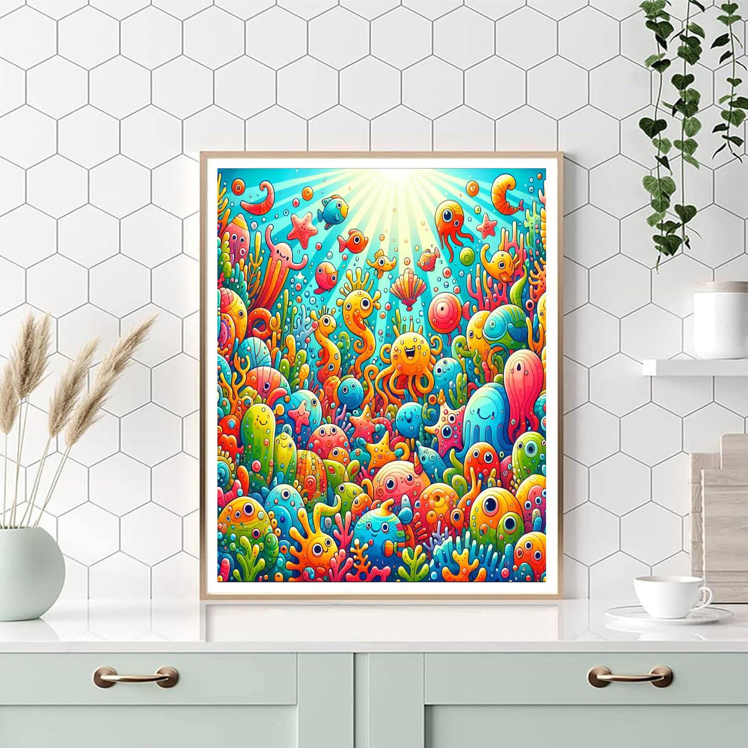 Underwater Wonderland For Kids Numbered Painting Kits