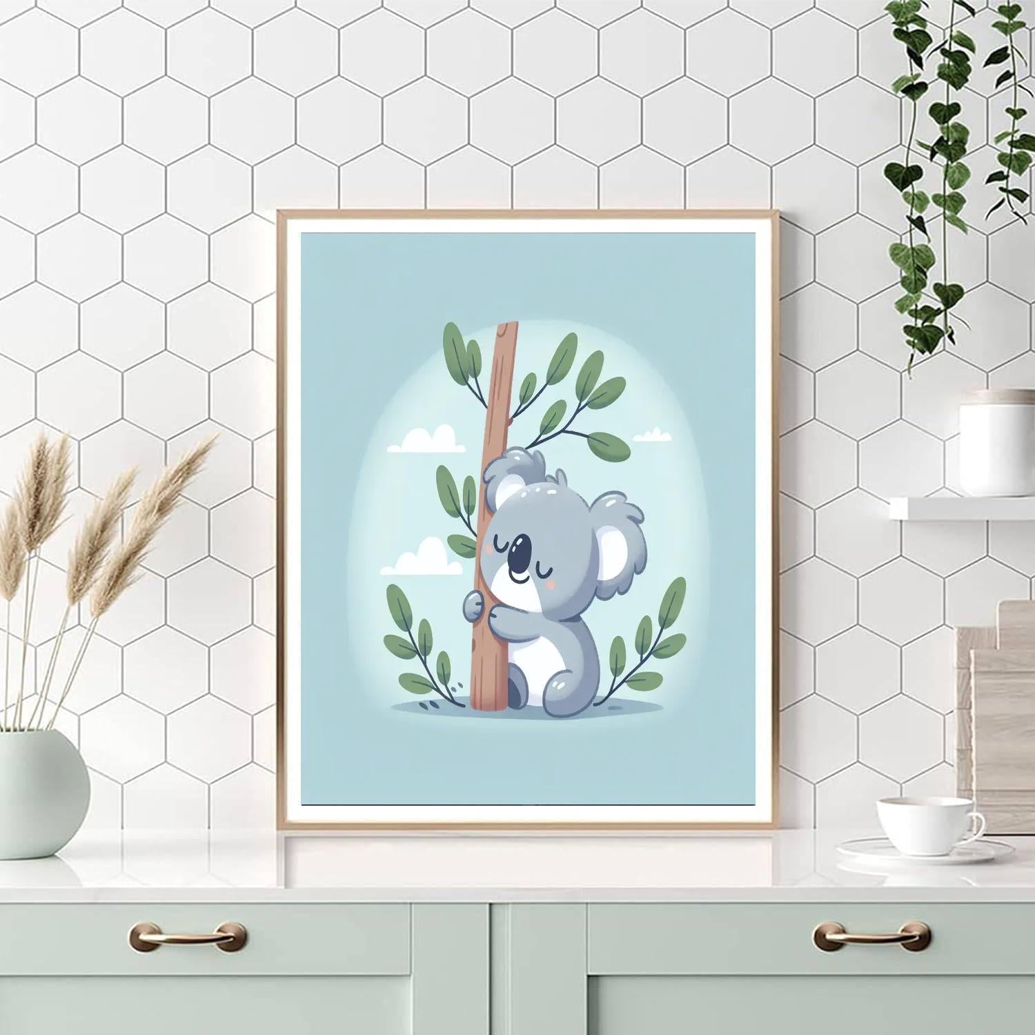 Curious Koala Tree Hug Number Painting