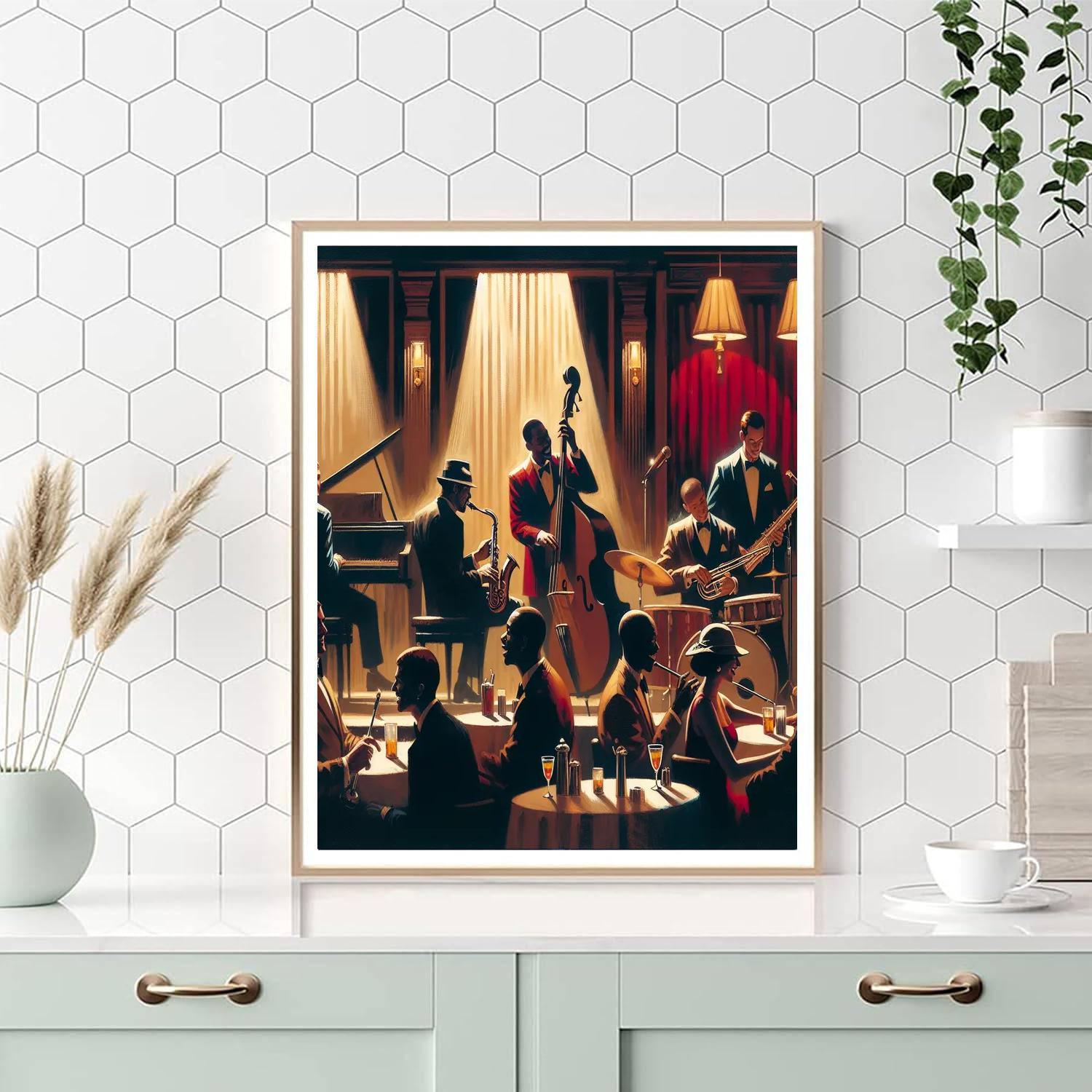 Stylish Jazz Club Night Painting Number Kit