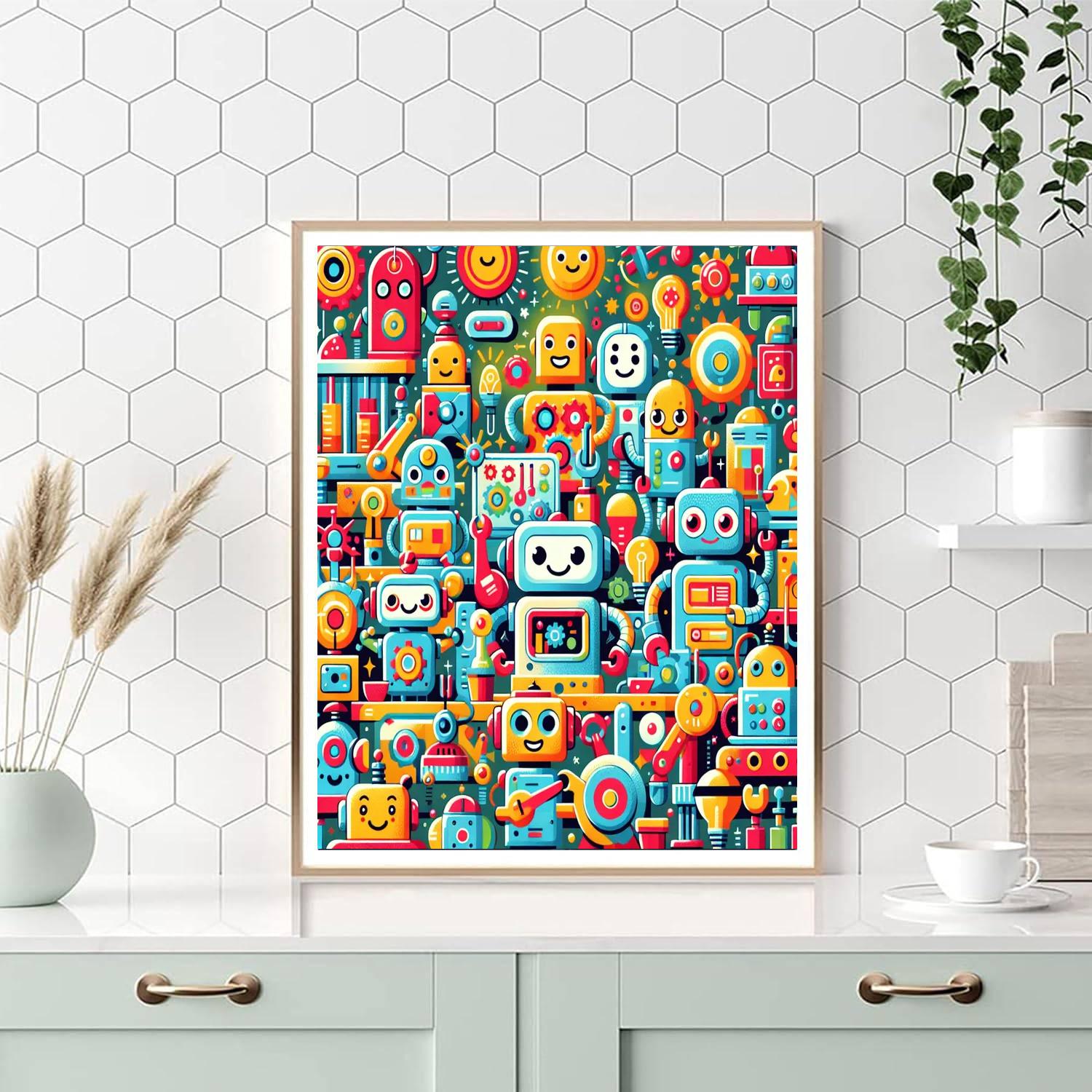 Colorful Robot Adventures Numbered Painting Kits