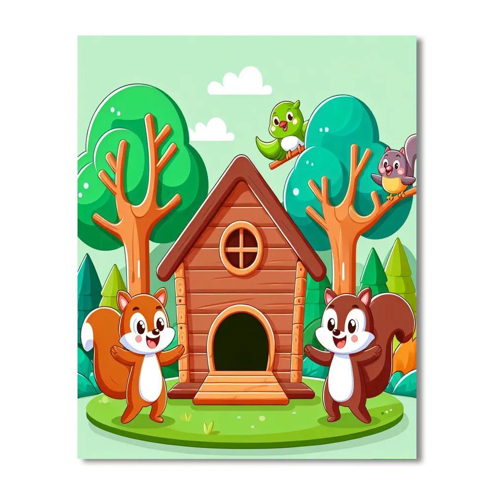 Jolly Treehouse Friends DIY Paint By Numbers