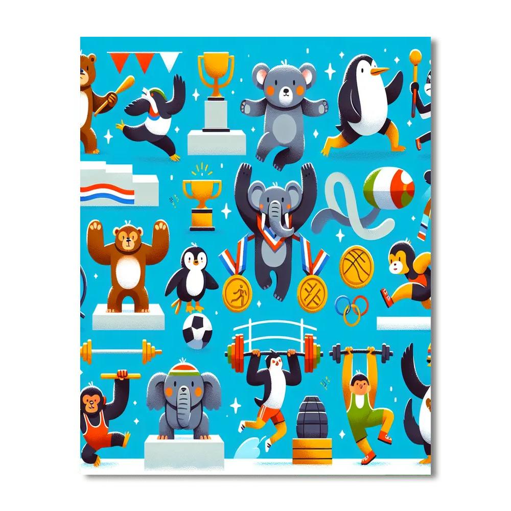 Animal Olympics Extravaganza DIY Paint By Numbers