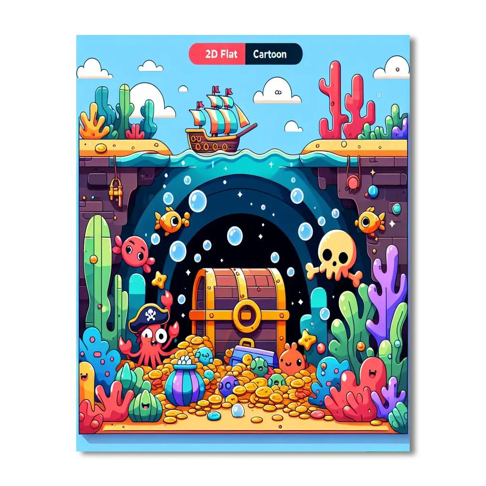 Underwater Pirate Grotto DIY Paint By Numbers