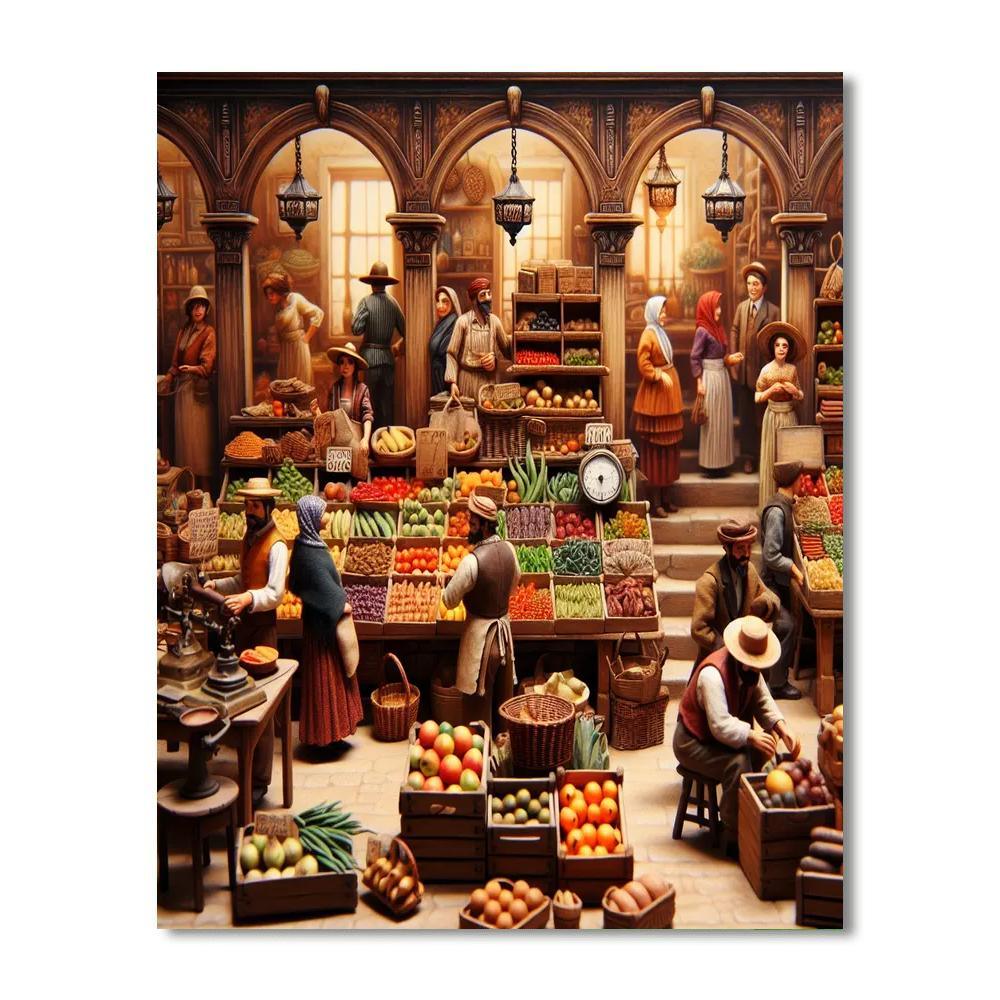 Retro Vintage Market Number Painting