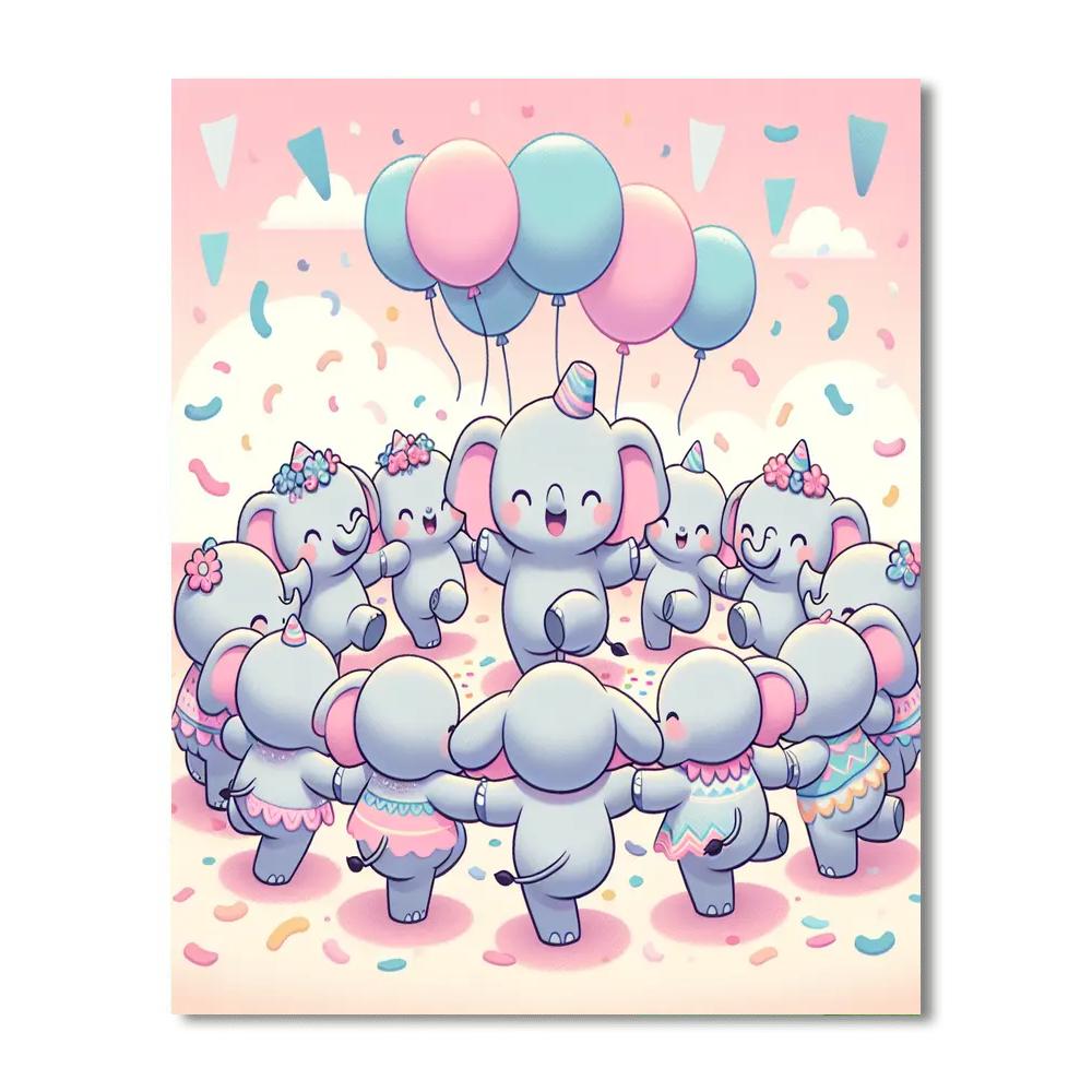 Dancing Elephants Number Painting