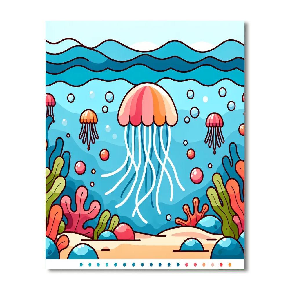Jubilant Jellyfish Drift Painting By Numbers Kit