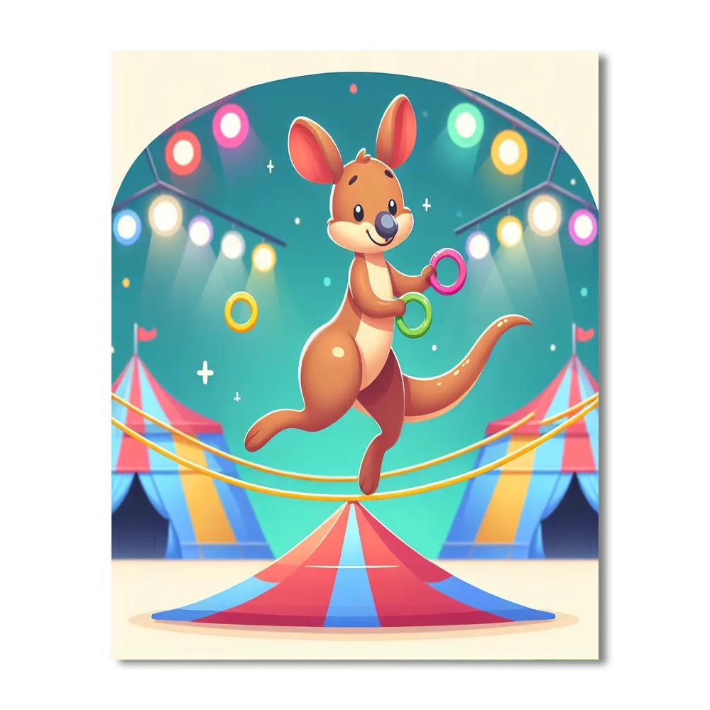 Circus Acrobat Kangaroo Number Painting