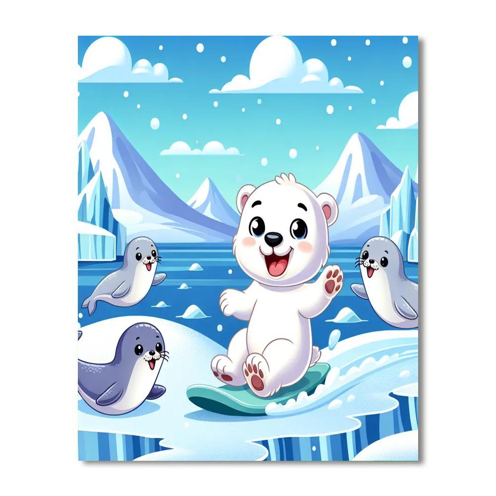 Polar Bear's Snowy Realm Painting Number Kit