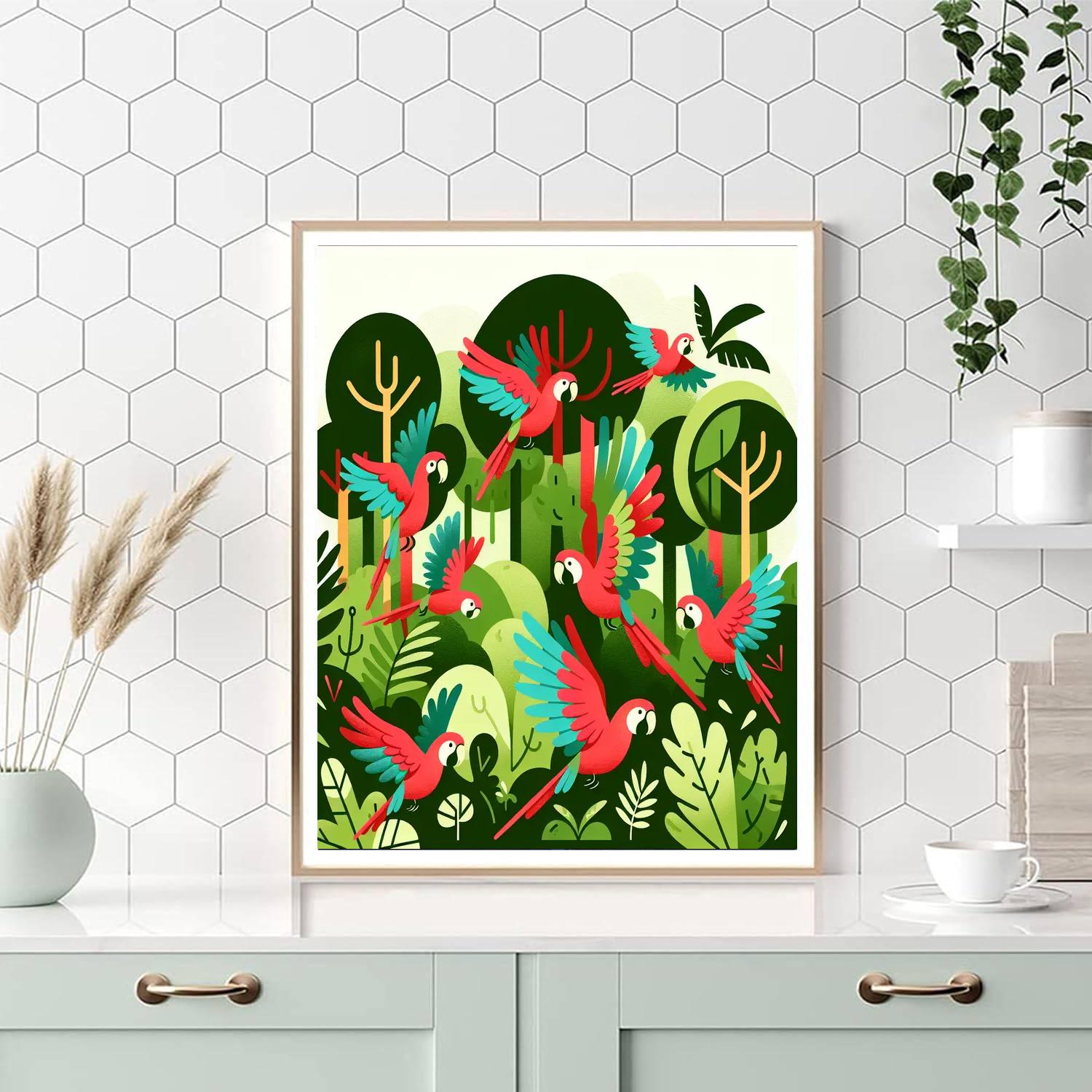 Petite Parrot Adventure Paint By Numbers Art