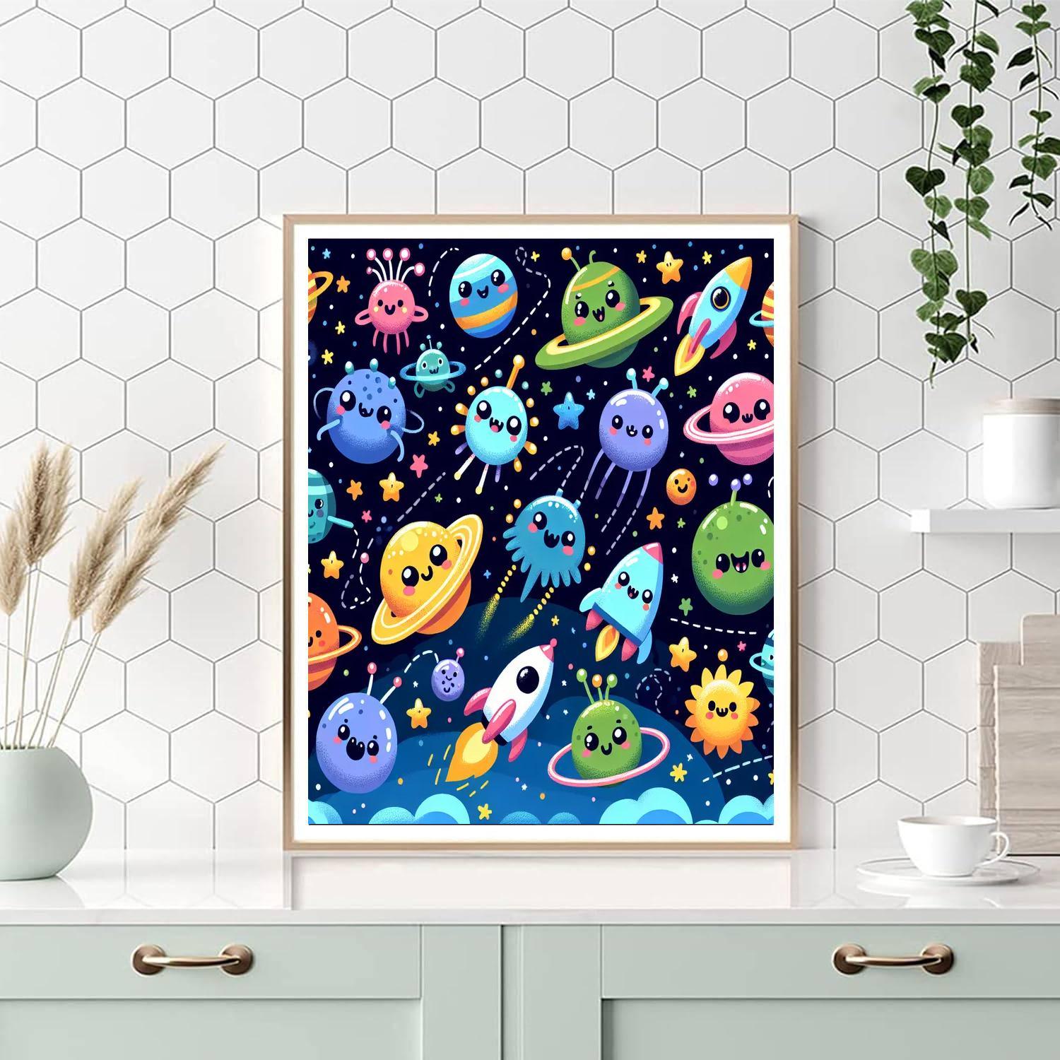 Colorful Outer Space Adventure Paint By Numbers Art
