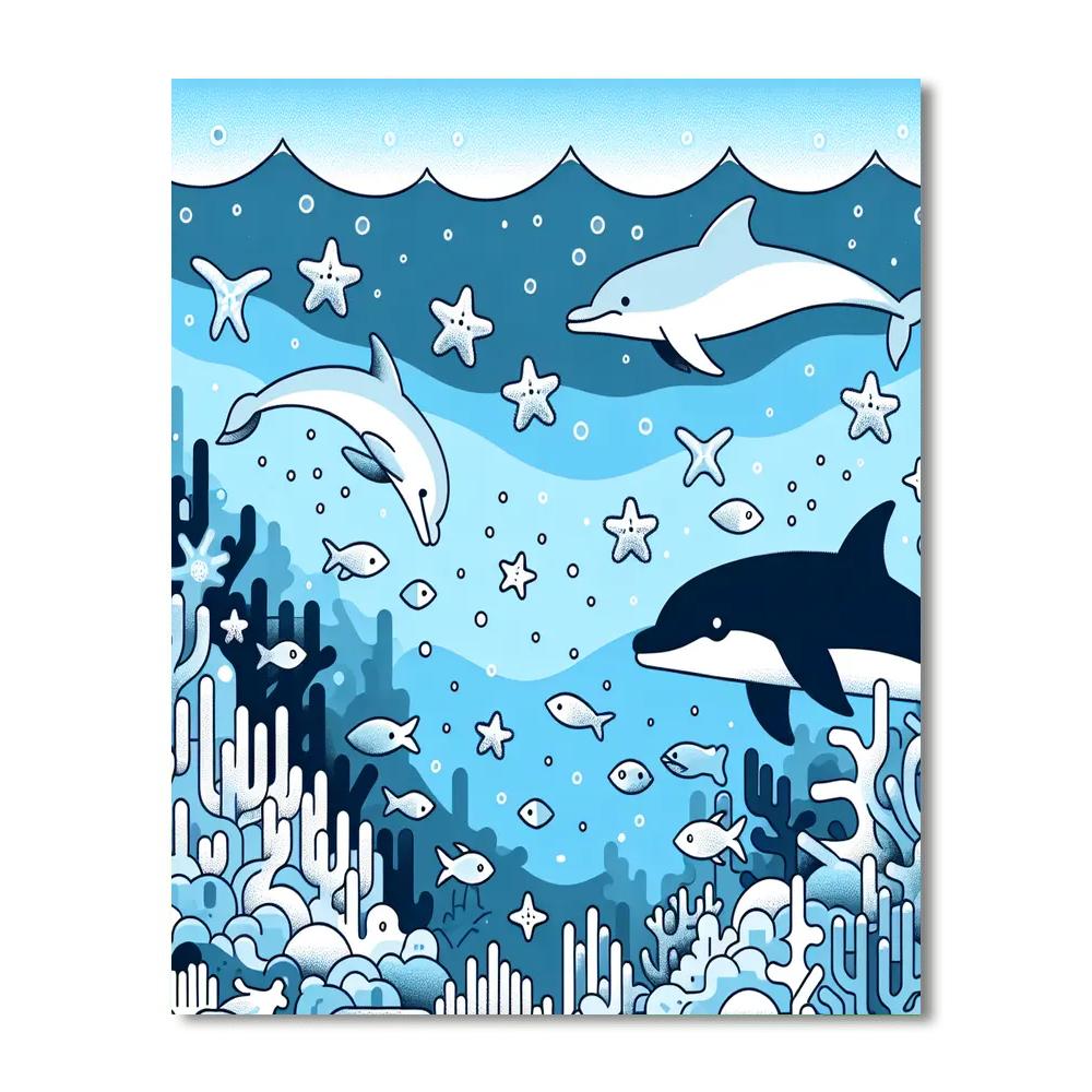 Aquatic Animal Safari Painting Number Kit