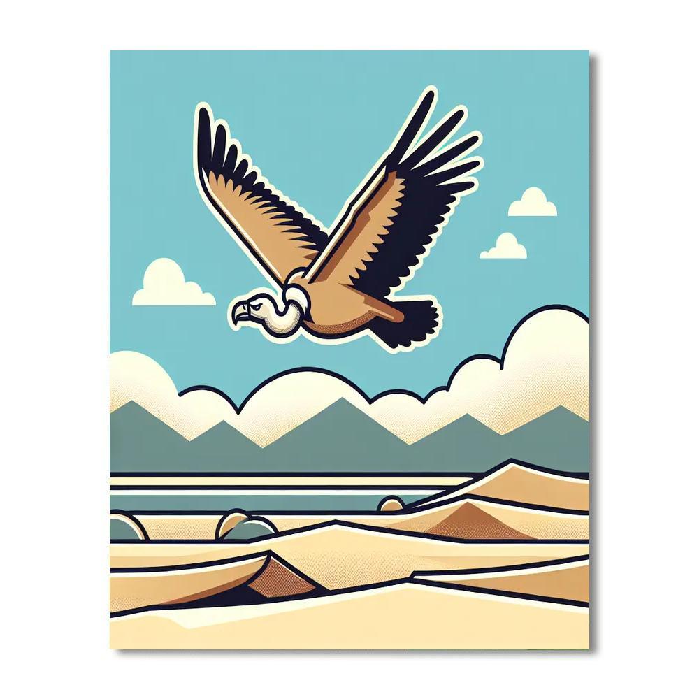 Vibrant Vulture Voyage Number Painting