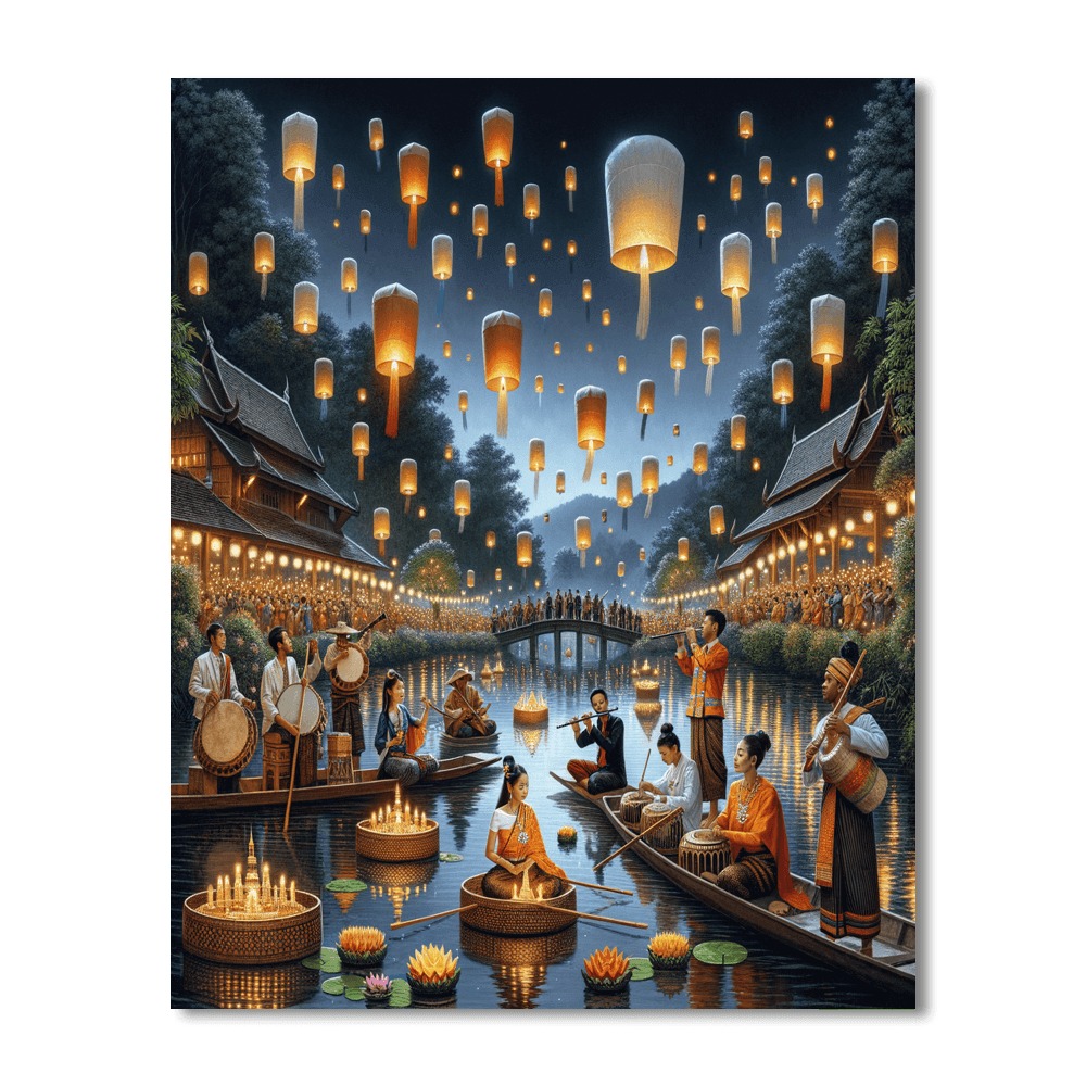 Yi Peng Lantern Festival - Chiang Mai Paint By Color