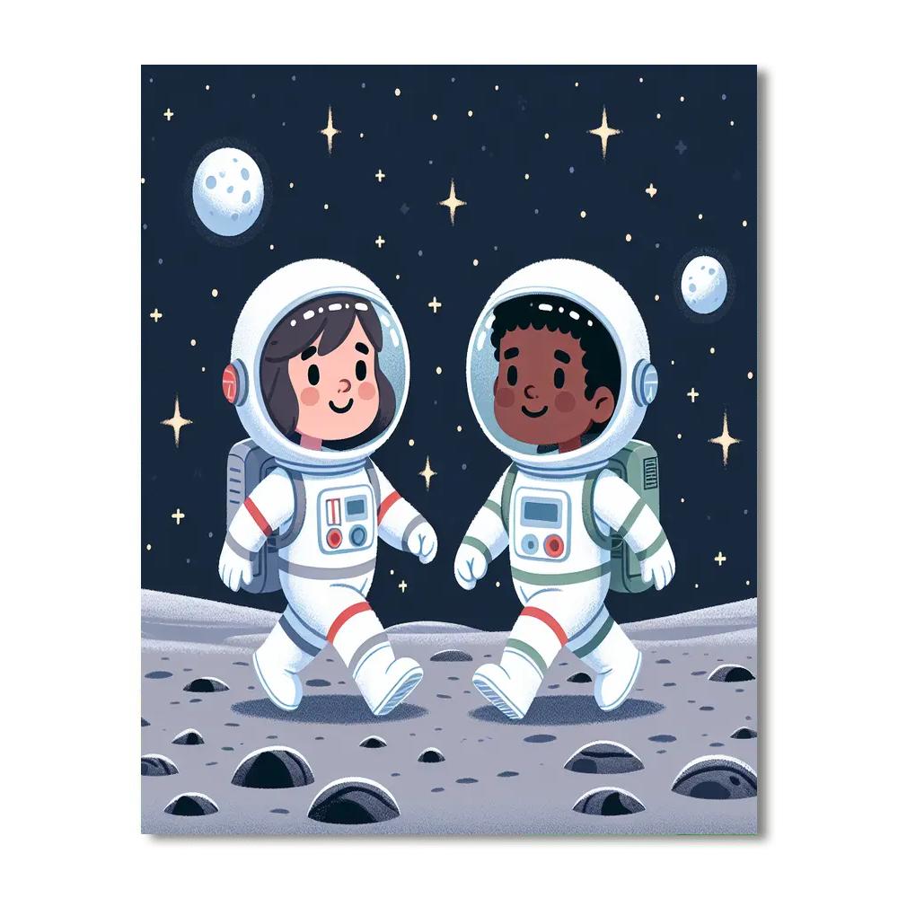Moonlit Space Walk Paint By Numbers Art