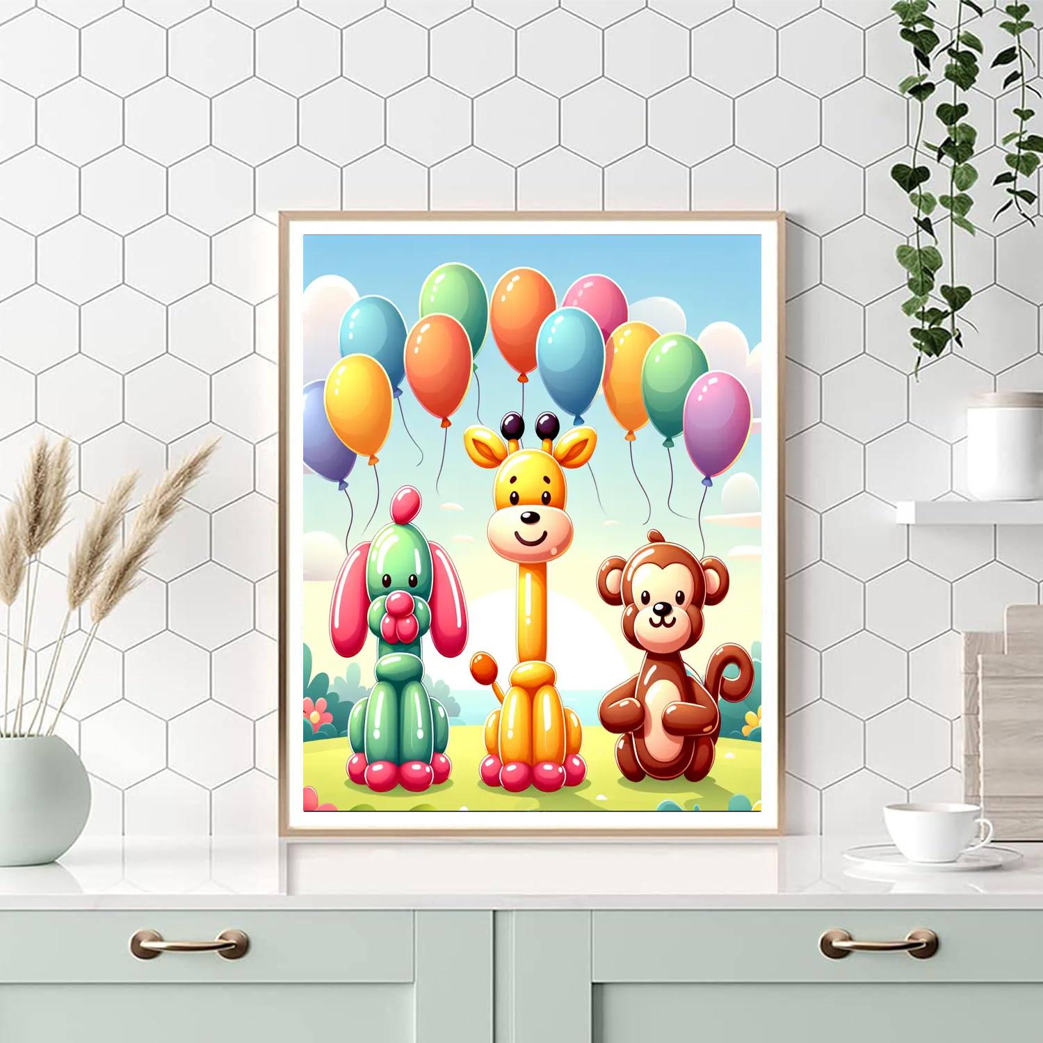 Happy Balloon Animals Painting Number Kit