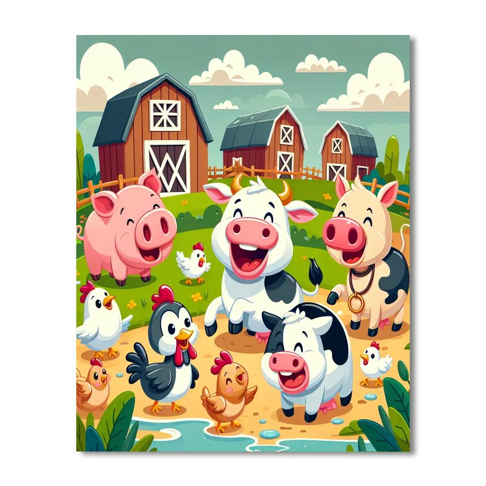 Funny Farmyard Frolic Painting By Numbers Kit