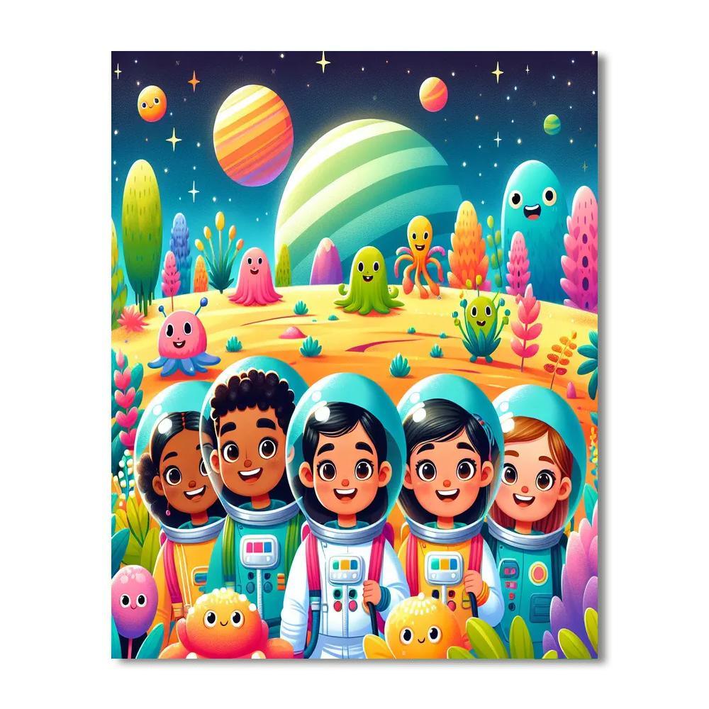 Playful Space Cadets Paint By Numbers Art