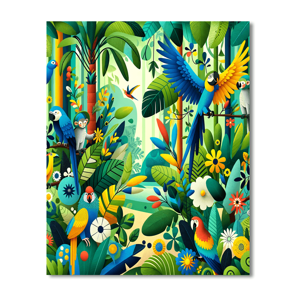 Joyful Rainforest Adventure Paint By Numbers
