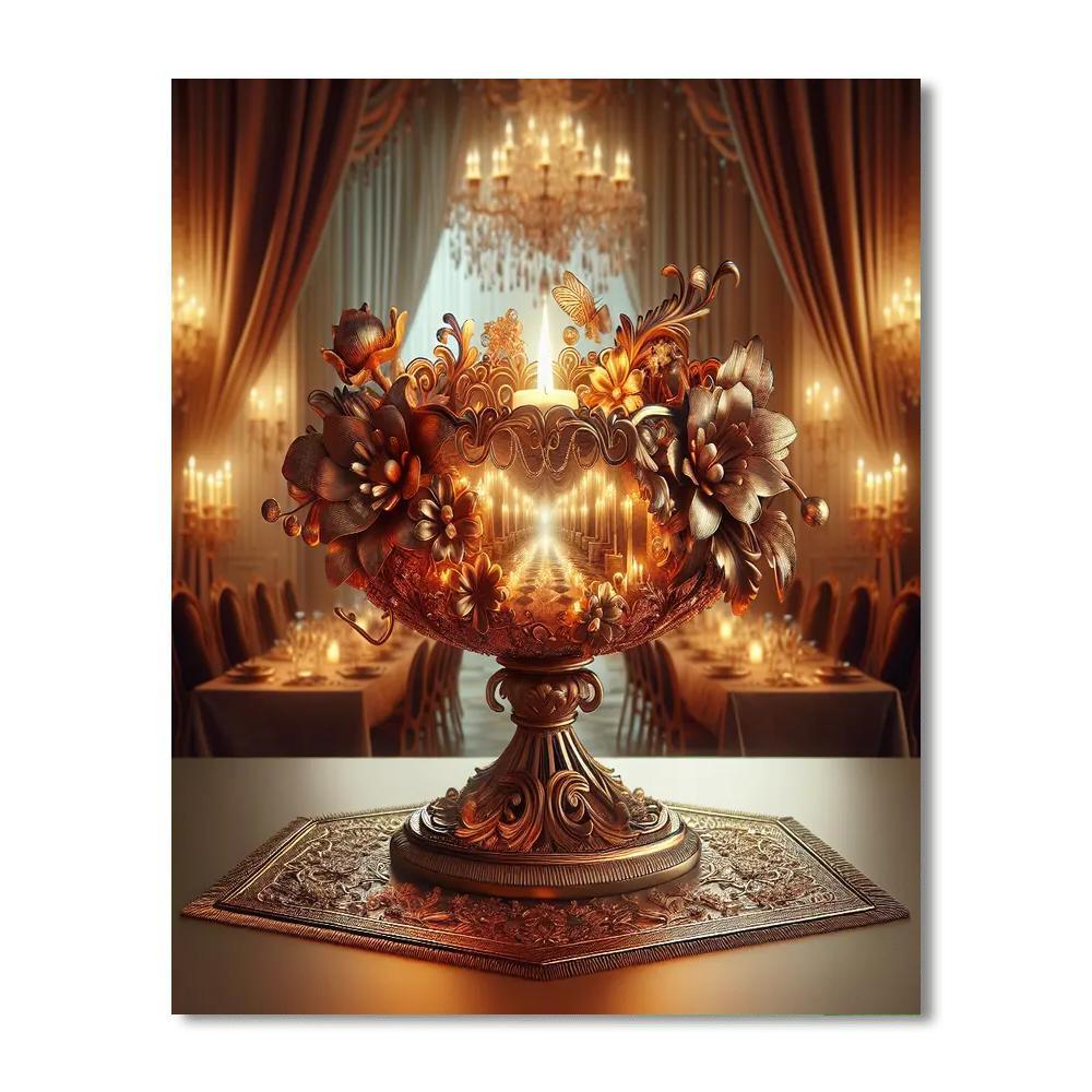 Golden Petals Candle Holder Paint By Number