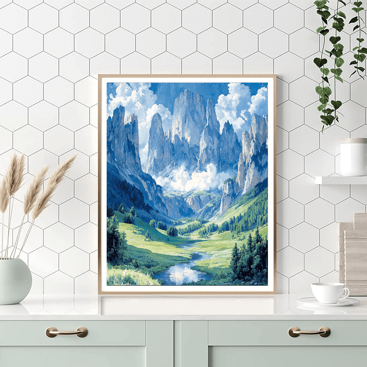 Friedrich Inspired Serene Mountain Landscape - DIY Painting By Numbers Kit
