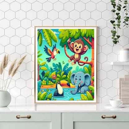 Animal Friends In The Jungle Numbered Painting Kits