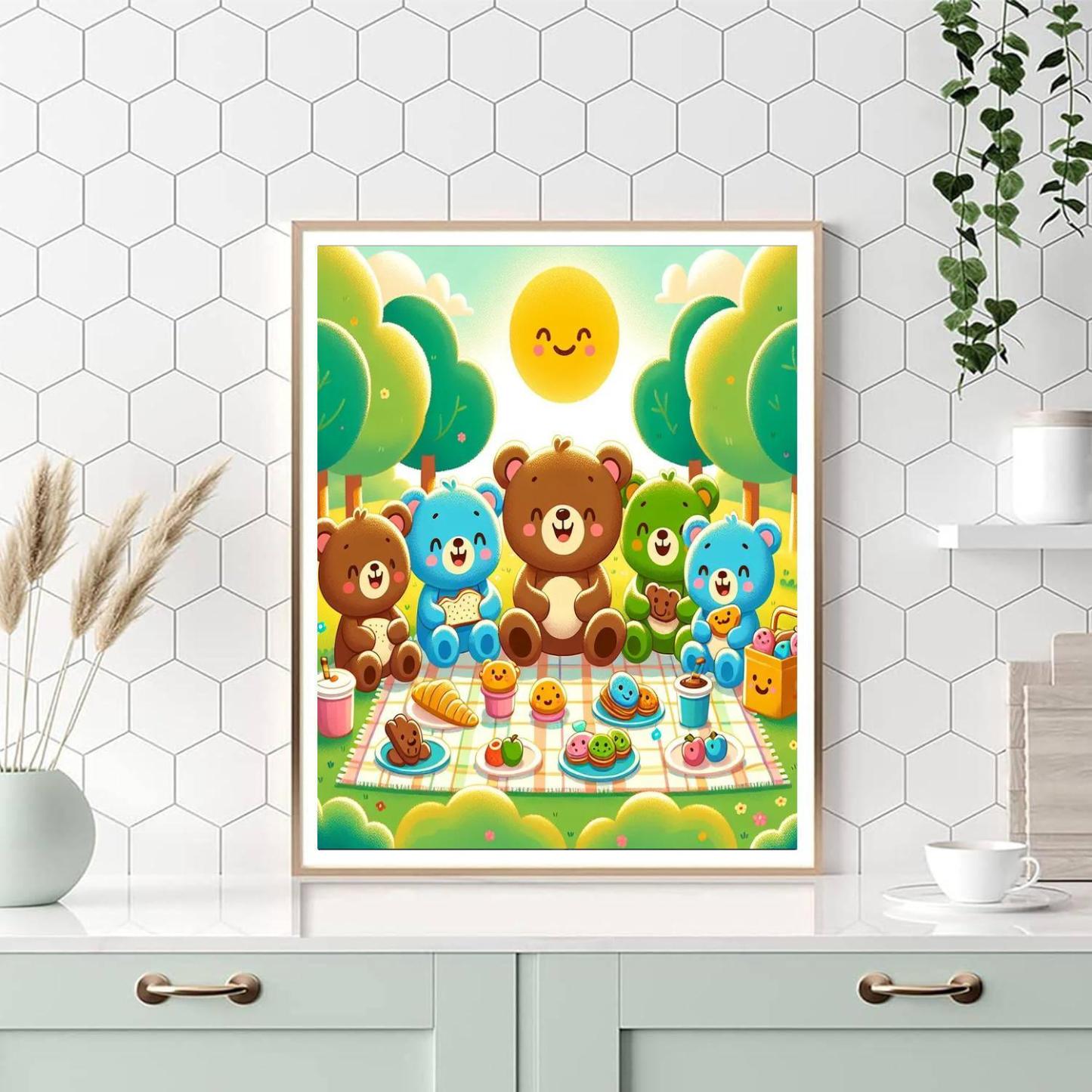 Cuddly Teddy Bear Picnic Numbered Painting Kits