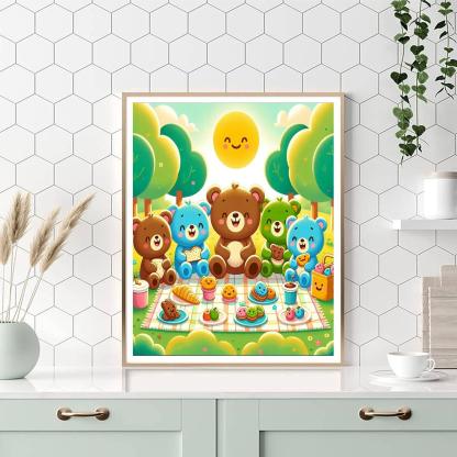 Cuddly Teddy Bear Picnic Numbered Painting Kits