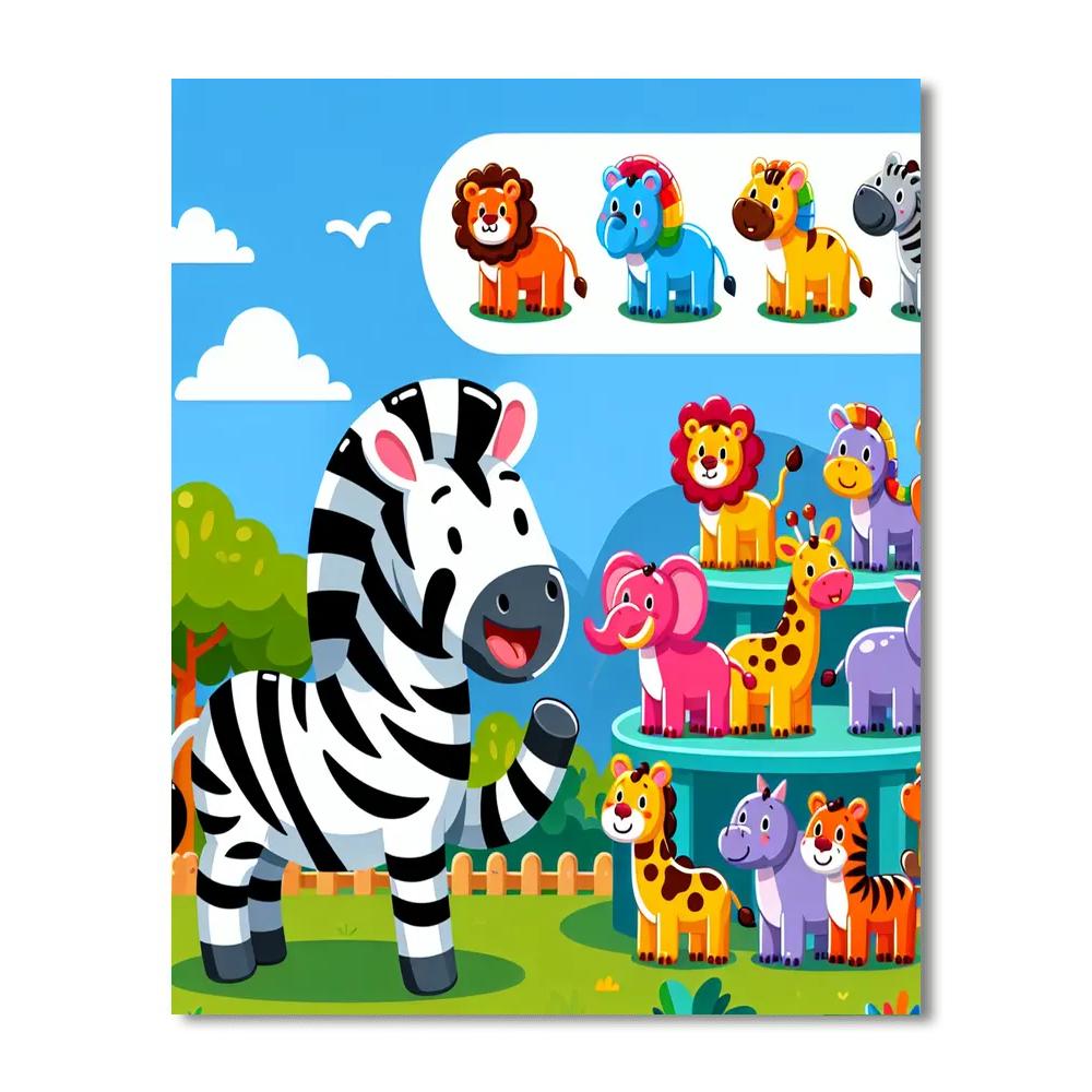 Zebra's Zesty Zoo Day Paint By Numbers