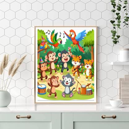 Happy Jungle Party Paint By Numbers Art