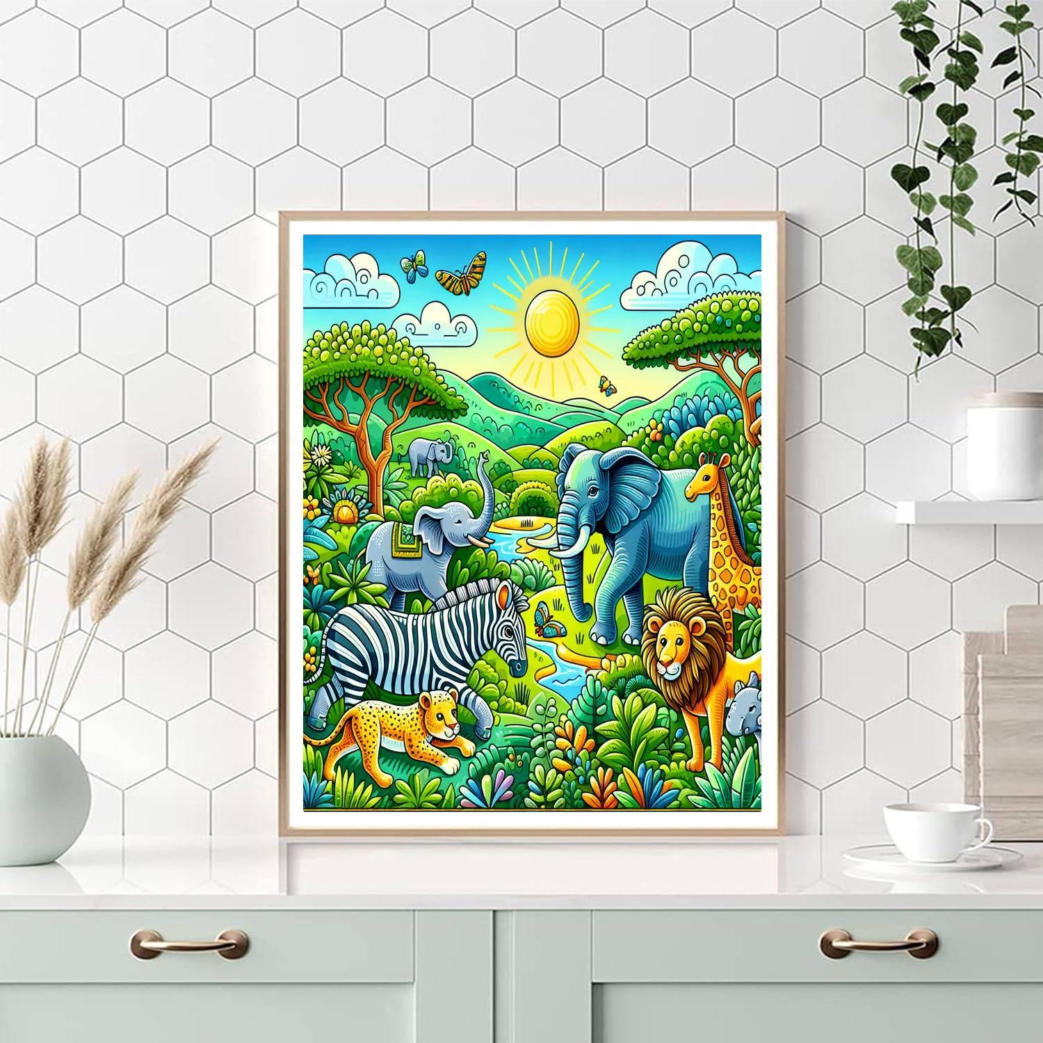 Joyful Playful Safari Painting By Numbers Kit