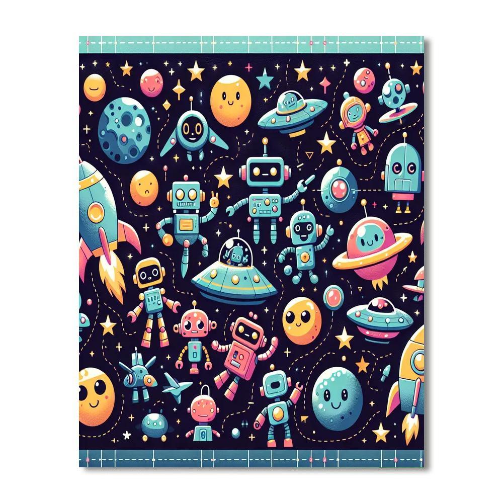 Galactic Robot Adventures DIY Paint By Numbers
