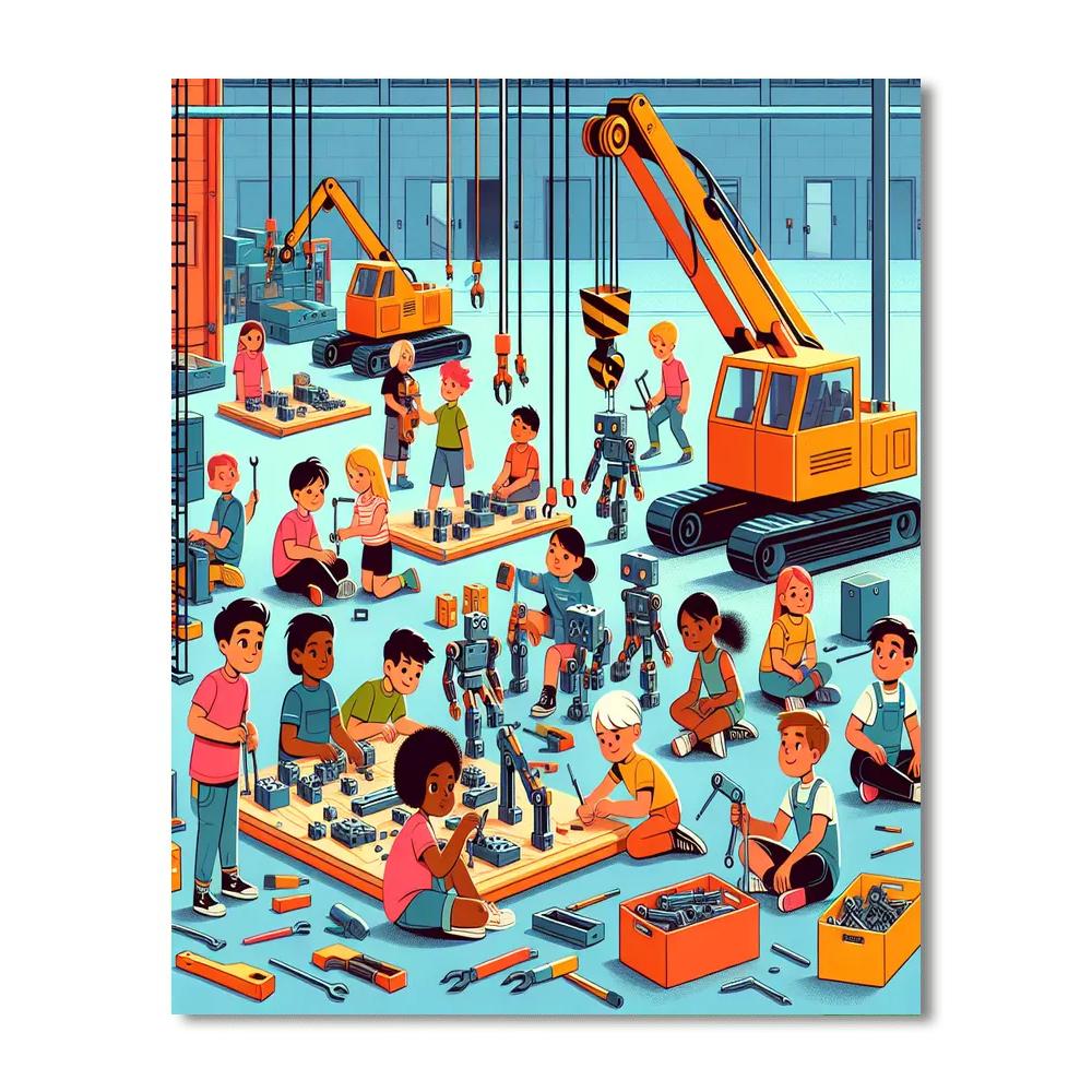 Robot Construction Site Painting Number Kit