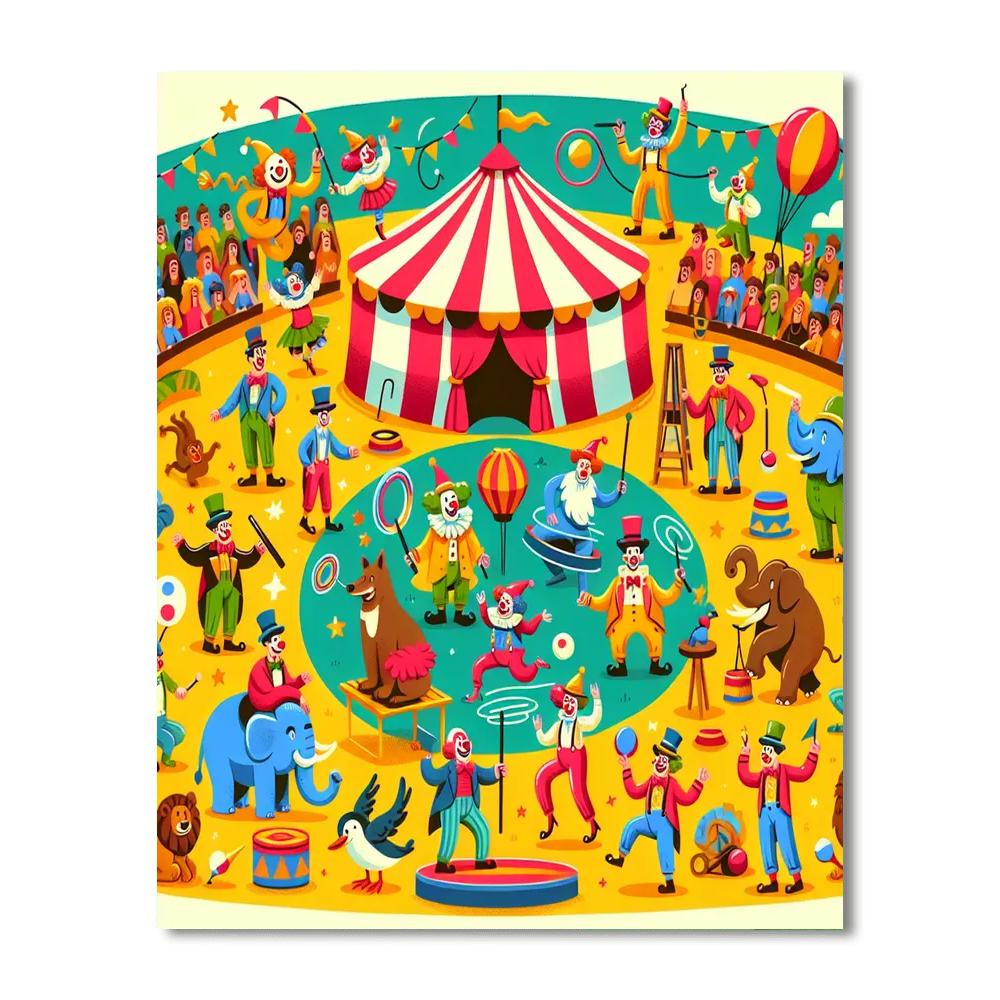 Festive Circus Celebration Number Painting
